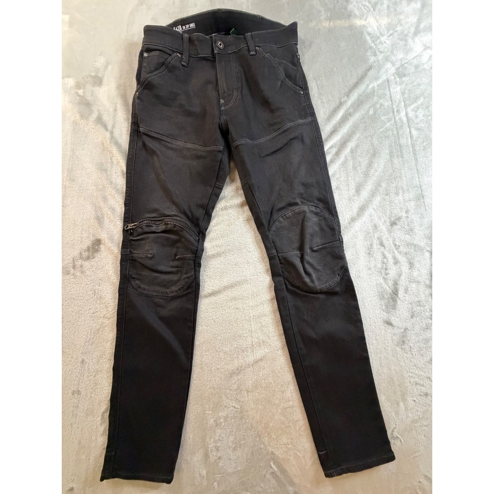 G-Star Raw 5620 3D Zip Knee Jeans Mens 30 Black Skinny Fit Moto Denim